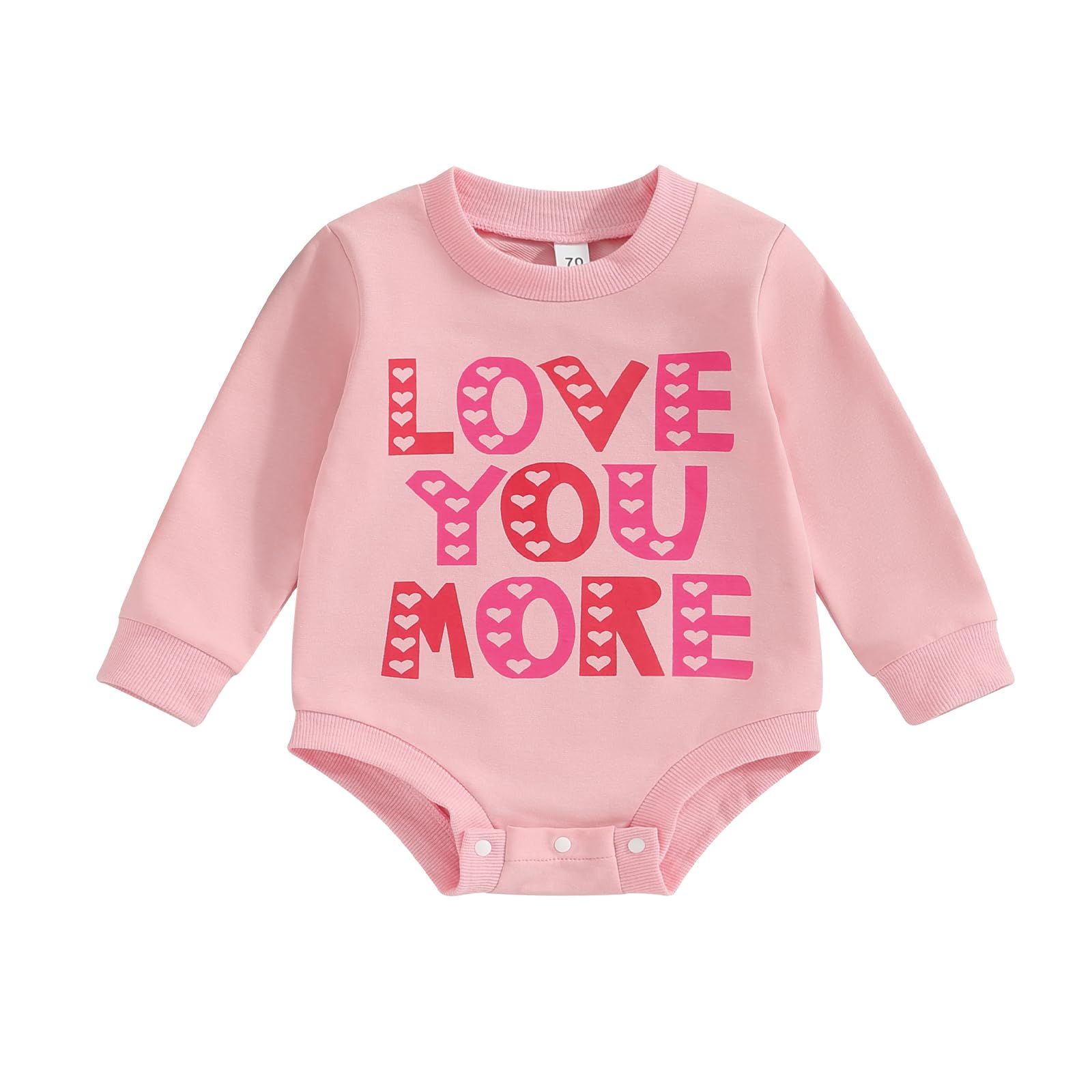 Baby Girl Boy Valentines Day Outfit Jumpsuit Love Heart Print Long Sleeve Sweatshirt Romper Onesie Newborn Clothes (Pink, 18-24