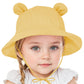 Zando Baby Sun Hat Bucket Hat Wide Brim Beach Caps Toddler Hats For Boys With Bear Ears Infant Summer Hat For Girls Yellow 6-12M