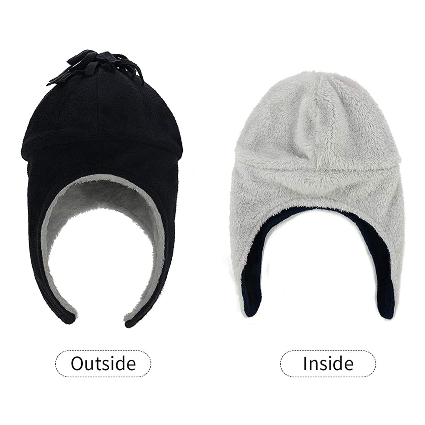 Century Star Baby Fleece Hat Warm Earflap Toddler Boys Winter Hat And Mitten Set 01 Black 3-12 Months