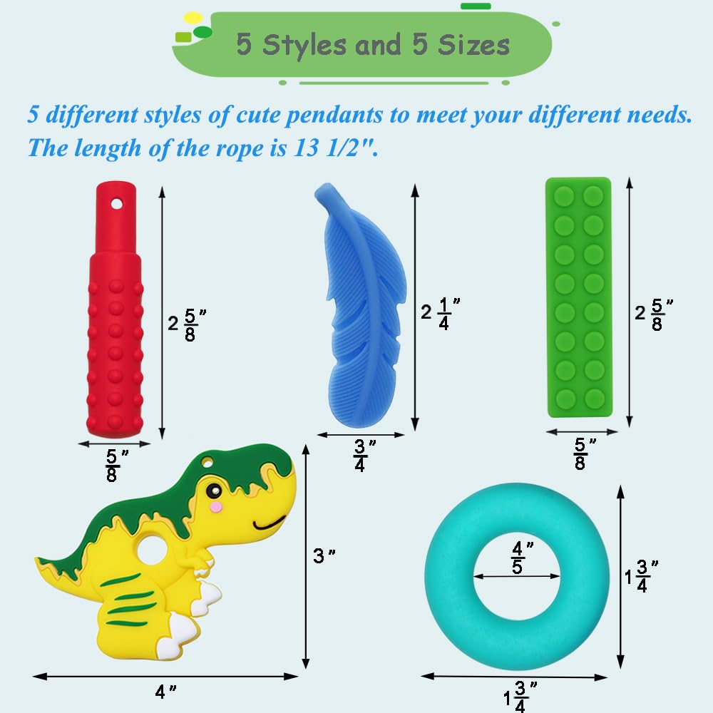 Chew Necklaces for Sensory Kids, Chewy Necklace Sensory Boys Girls with Autism, ADHD, SPD, Chewing, Teething, Silicone Chew Toys
