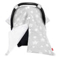 Baby Carseat Canopy, Opening Minky Car Seat Cover For Babies, Star Print Grey Car Seat Canopy Nursing Scarf, Warm Carseat Canopy