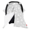 Baby Carseat Canopy, Opening Minky Car Seat Cover For Babies, Star Print Grey Car Seat Canopy Nursing Scarf, Warm Carseat Canopy
