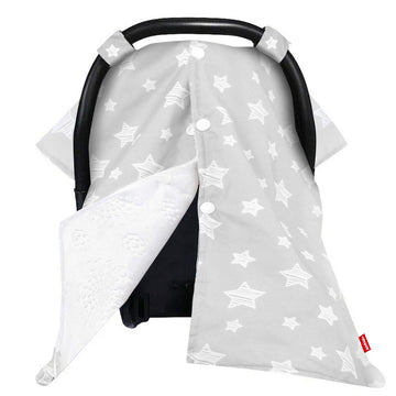 Baby Carseat Canopy, Opening Minky Car Seat Cover For Babies, Star Print Grey Car Seat Canopy Nursing Scarf, Warm Carseat Canopy