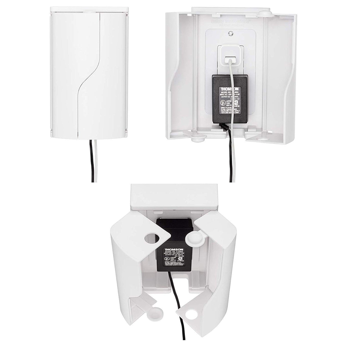 Safety Innovations Twin Door Baby Safety Outlet Cover Box For Babyproofing Outlets - More Interior Space For Extra Large Electri