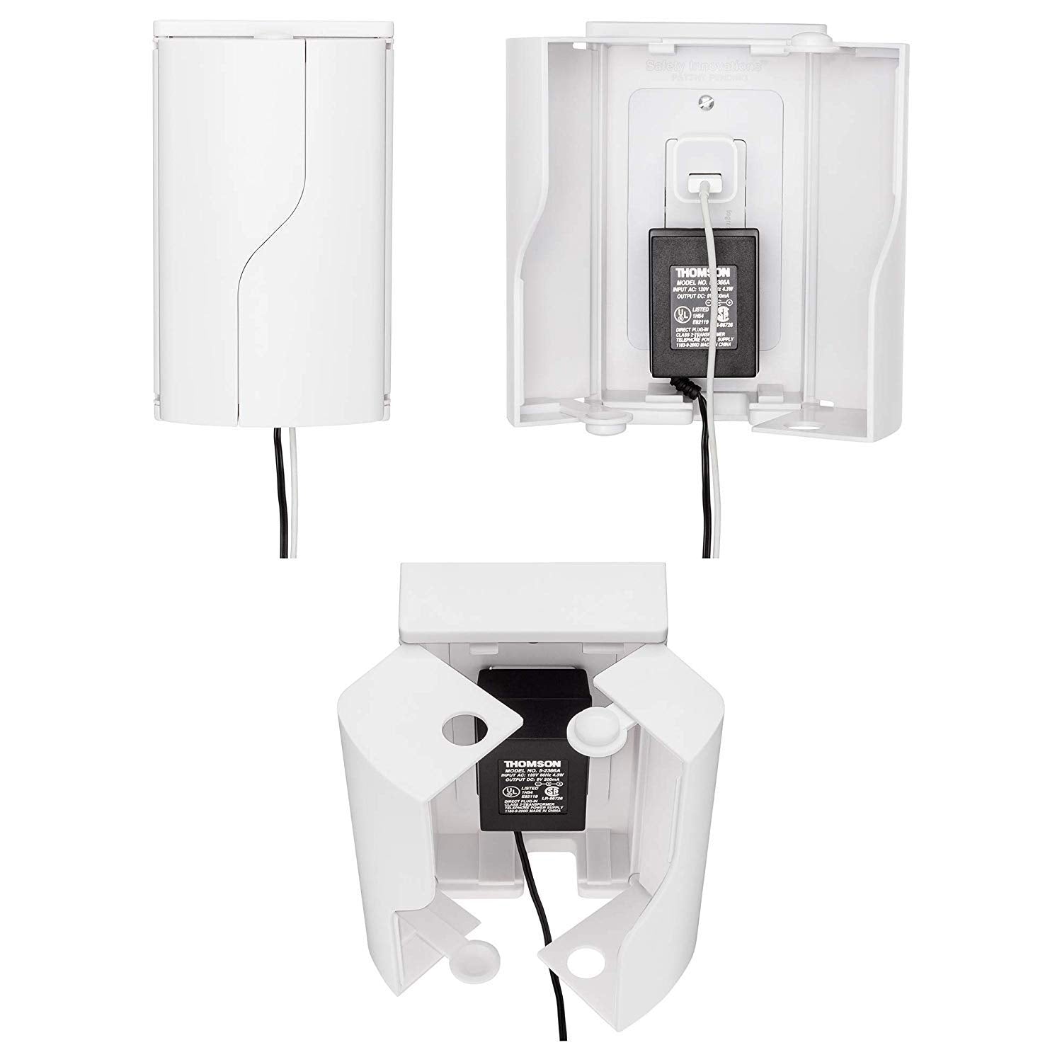 Safety Innovations Twin Door Baby Safety Outlet Cover Box For Babyproofing Outlets - More Interior Space For Extra Large Electri