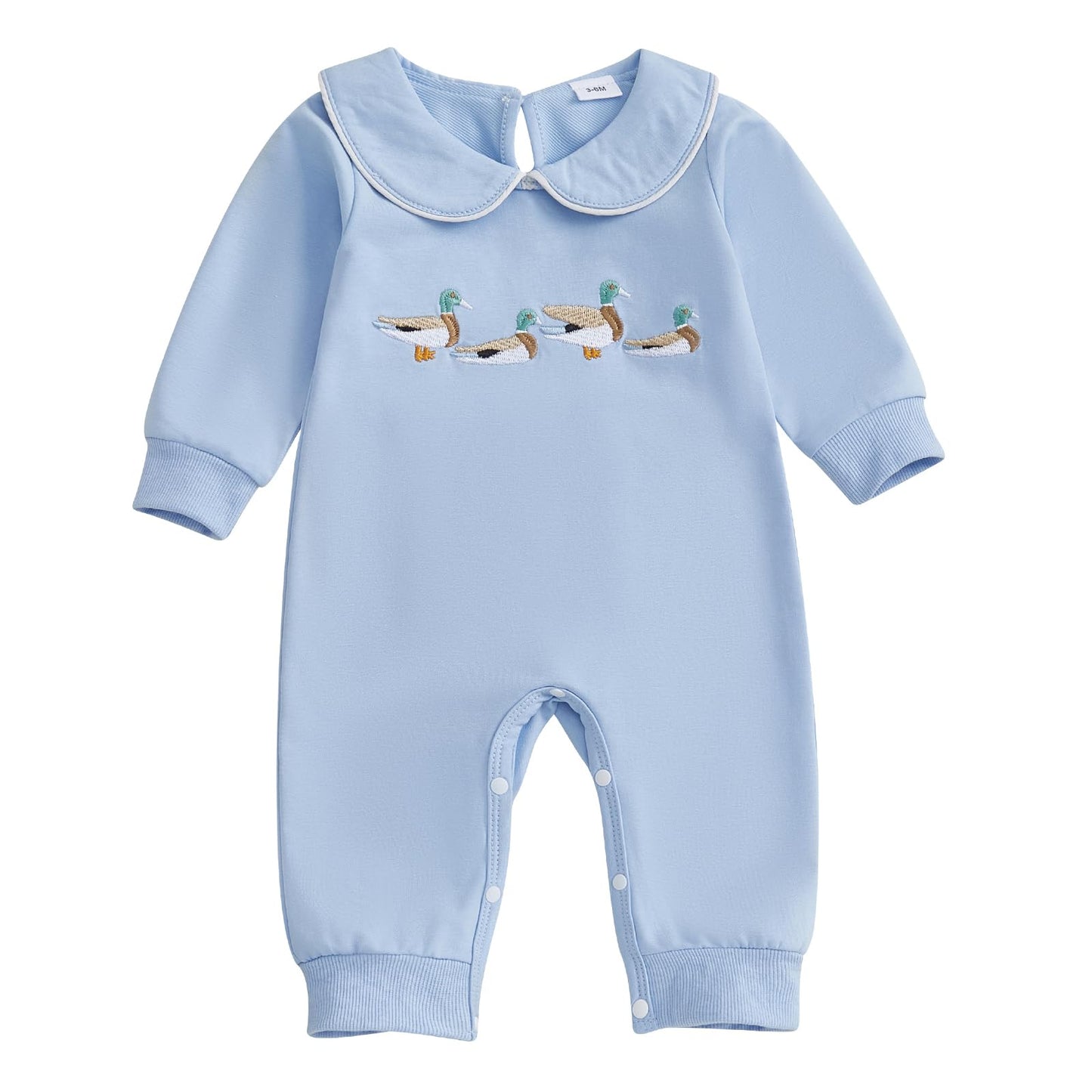 Bagilaanoe Infant Baby Boy Long Sleeve Romper Jumpsuit Pants Mallard Duck Outfit Fall One Piece Clothes (Blue, 0-3 Months)