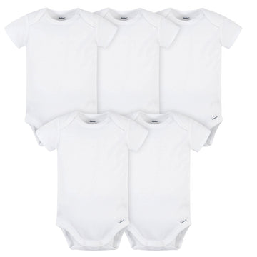 Gerber Unisex Baby 5 Pack Onesies Multi-Packs Bundle Interlock 180 Gsm Shirt, White, 12 Months Us