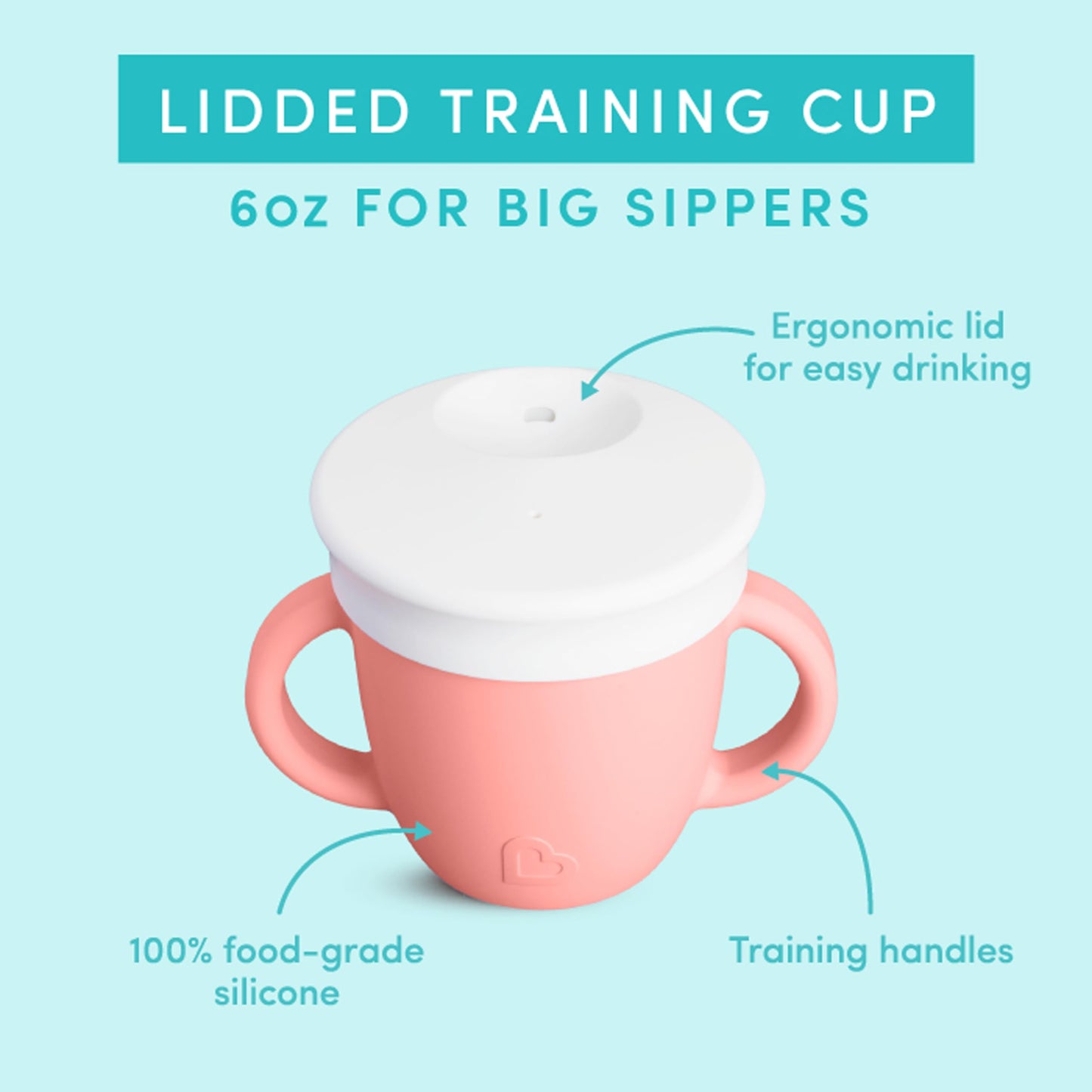 Munchkin Cest Silicone! Training Sippy Cup With Lid For Babies And Toddlers, 6 Oz, Coral