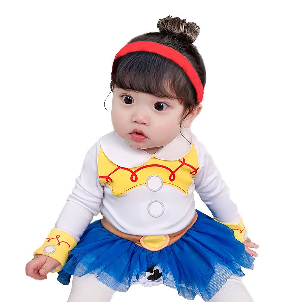 Fmyfwy Newborn Baby Girls Cowgirl Princess Jessie Costume Halloween Christmas Birthday Romper Tutu Dress W/Headband 70
