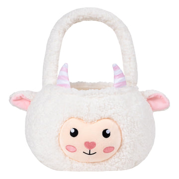 Sheep Easter Basket For Kids, Cute Plush Empty Bucket With Small Ears And Handle Egg Hunt Tote Candy Bag Basket For Boys Girlste