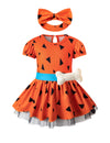 Bakjuno Toddler Baby Girls Caveman Cavegirl Costume Stone Age Birthday Halloween Christmas Outfit Romper With Headband (6-9 Mont