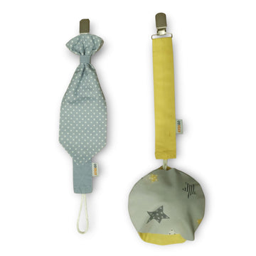 Necktie Pacifier Clip & Protective Round Holder - Adjustable, Handmade & Ultra Durable, 2-Pack, 100% Cotton, Safe & Stylish