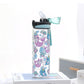 Huin Cute Water Bottle For Girls Women, Water Bottle With Straw For School Kids, Bpa Free Reusable & Spill Proof & Wide Mouth, 2