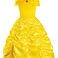Princess Costume For Girls Birthday Party Fancy Dress Up With Accessories(Crown+Wand+Earrings+Gloves) 4-5 Years Yellow