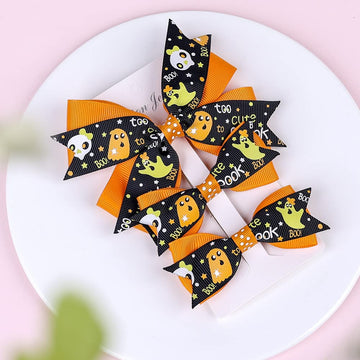 Love Sweety Baby Rose Halloween Headband Infant Pumpkin Hairband Bow Hair Clips (3Pc A Orange)