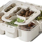 Rathoyagn Silicone Divided Fridge Storage Boxes With Serving Veggie Tray With Lid And Handle, Fridge Organizer With Removable Co