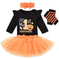 Aalizzwell 0-3 Months Baby Girls Halloween Outfit Infant 1St Halloween My Tulle Skirt Ghost Pumpkin Clothes With Leg Warmers Clo