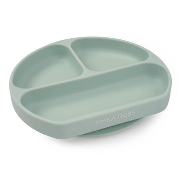 Simka Rose Baby Suction Plates - Silicone Divided Design, Bpa Free, Microwave & Dishwasher Safe - Baby Led Weaning Supplies (Pac