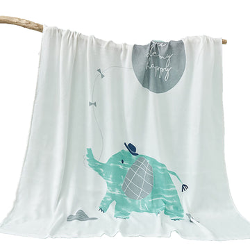 BEMBIKA Bamboo Muslin Blanket Baby 110X110 Cm Stroller Blanket Receiving Blanket for Newborn Unisex Baby (Elephant)