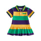 Toddler Little Girls Mardi Gras Dress Crocodile Short Sleeve Striped Lapel Ruffle Dresses Kids Baby Carnival Outfit (Purple, 2-3