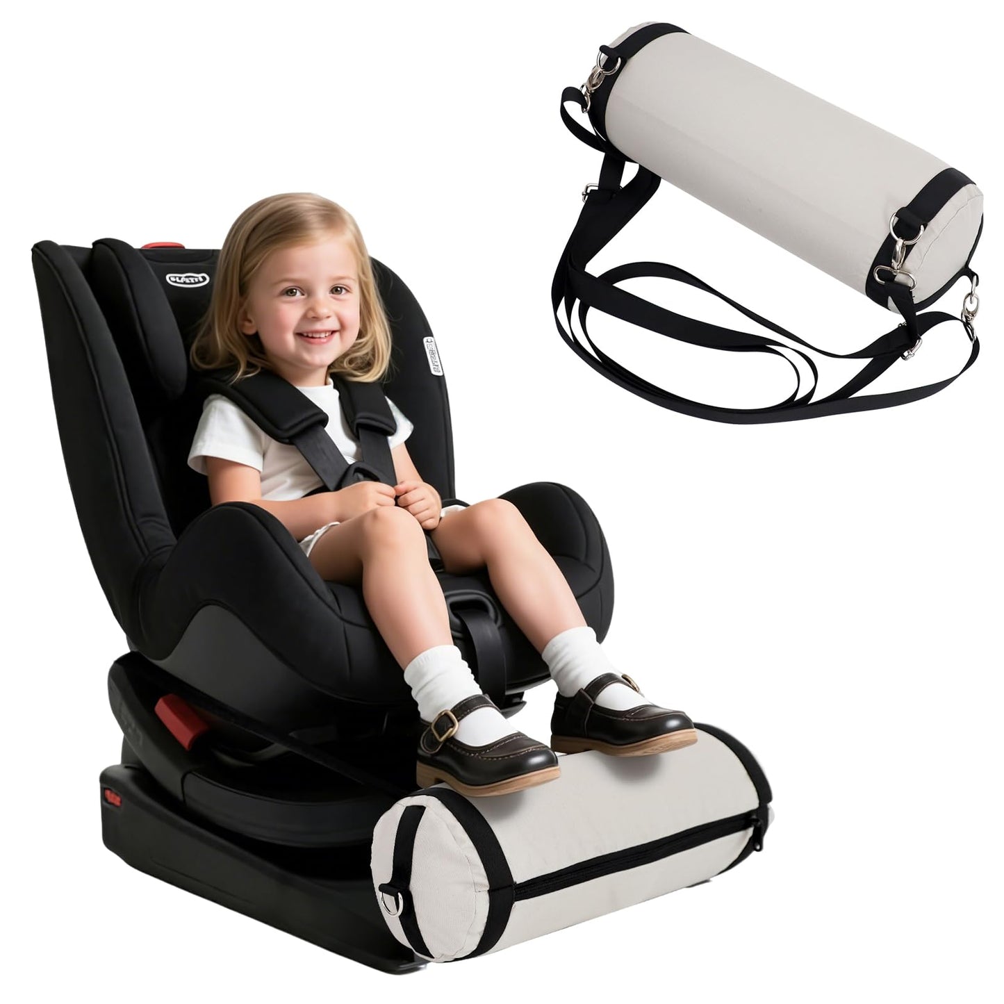 Blublu Park Inflatable Car Seat Foot Rest for Kids, Portable Car Foot Rest with Adjustable Straps, Carseat Accessories for Toddl