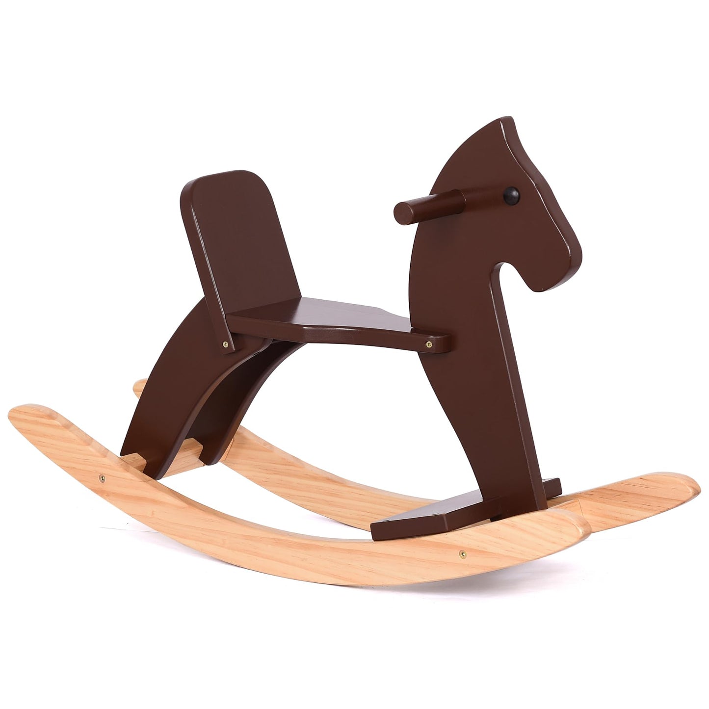KRAND Rocking Horse Baby Ride On Toy for Kids Wooden Classic Design with Pedal and Safe Backrest Ideal Gift for Toddlers (Classi