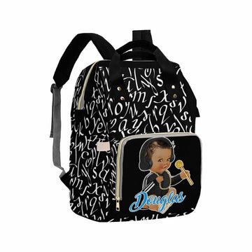 Custom Name Baby Bags For Dad Mom, Personalized Alphabet Microphone Diaper Backpack With Stroller Straps Large Capacity Nappy Ba