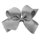 Wee Ones Girls' Classic Grosgrain Hair Bows On A Weestay No-Slip Hair Clip, Handmade, Medium Sized Bow, Gray