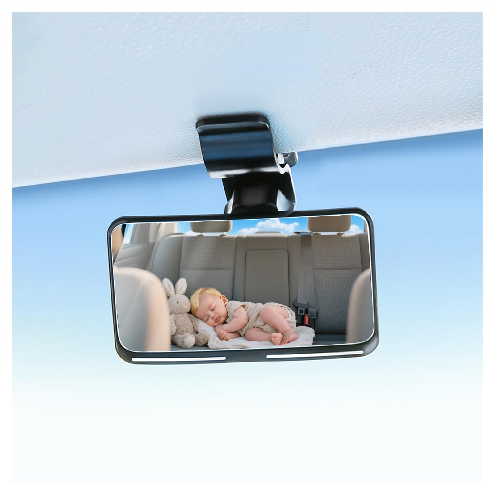 New 360 Rotating Car Mirror for Baby,Clip-on HD Baby Rear View Mirror for Car Sun Visor,Wide Angle Automotive Interior Mirrors C