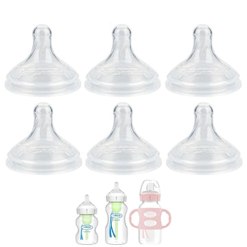 Silicone Nipple for Dr. Brown's Natural Flow Level 2 Wide-Neck Baby Bottle, 3m+, Medium Flow, 6 Count
