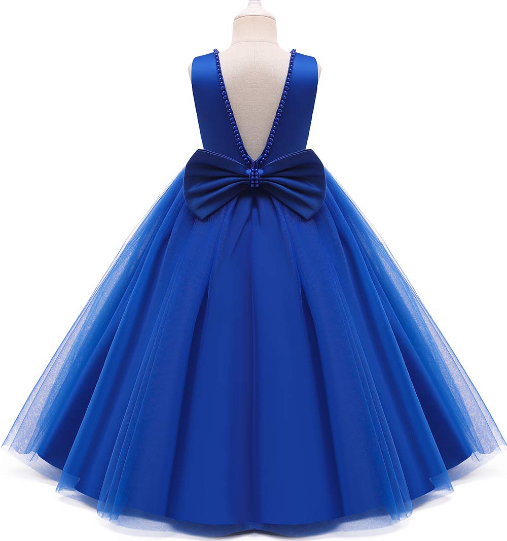 Baby Girl Party Wedding Easter Dress Blue, Sleeveless Floor Length Tutu Tulle Dance Birthday Gown 2T