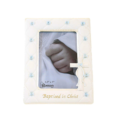 Roman Giftware Inc., Sacraments, Baptism & Christening, 7' H Baptism Boy Frame 3.5X5,Religious, Inspirational, Durable (5X1X7)