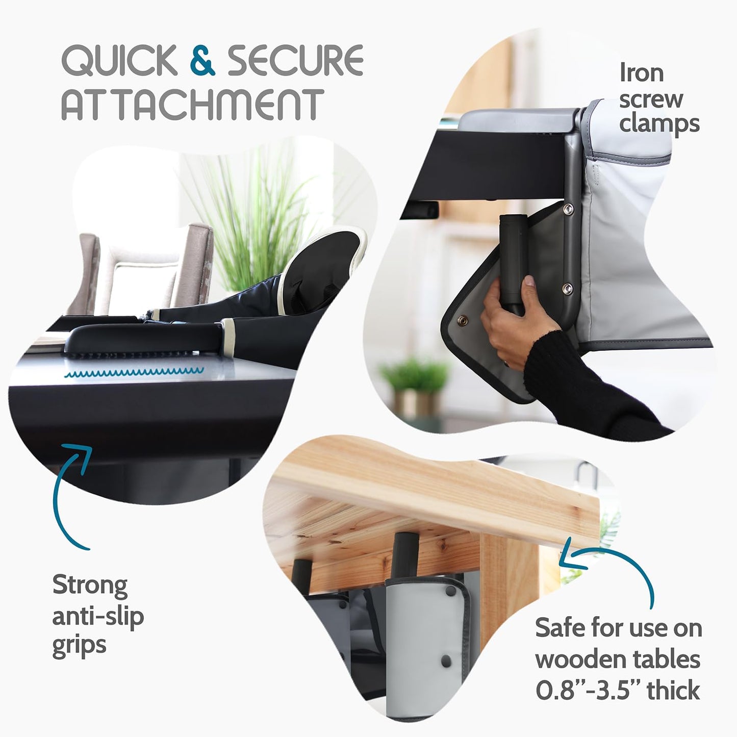 Elegant Faux Leather Hook On High Chair For Baby, High Chair That Attaches To Table - Clip On High Chair To Table, Table High Ch