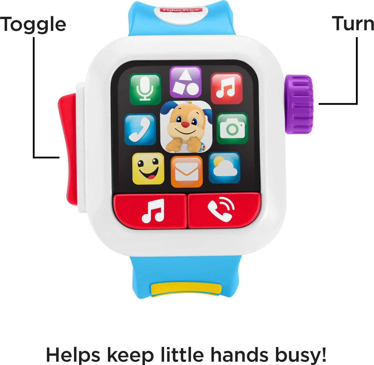 Fisher-Price Baby to Toddler Toy Laugh & Learn Time to Learn Smartwatch with Lights & Music for Pretend Play Infants Ages 6+ Mon