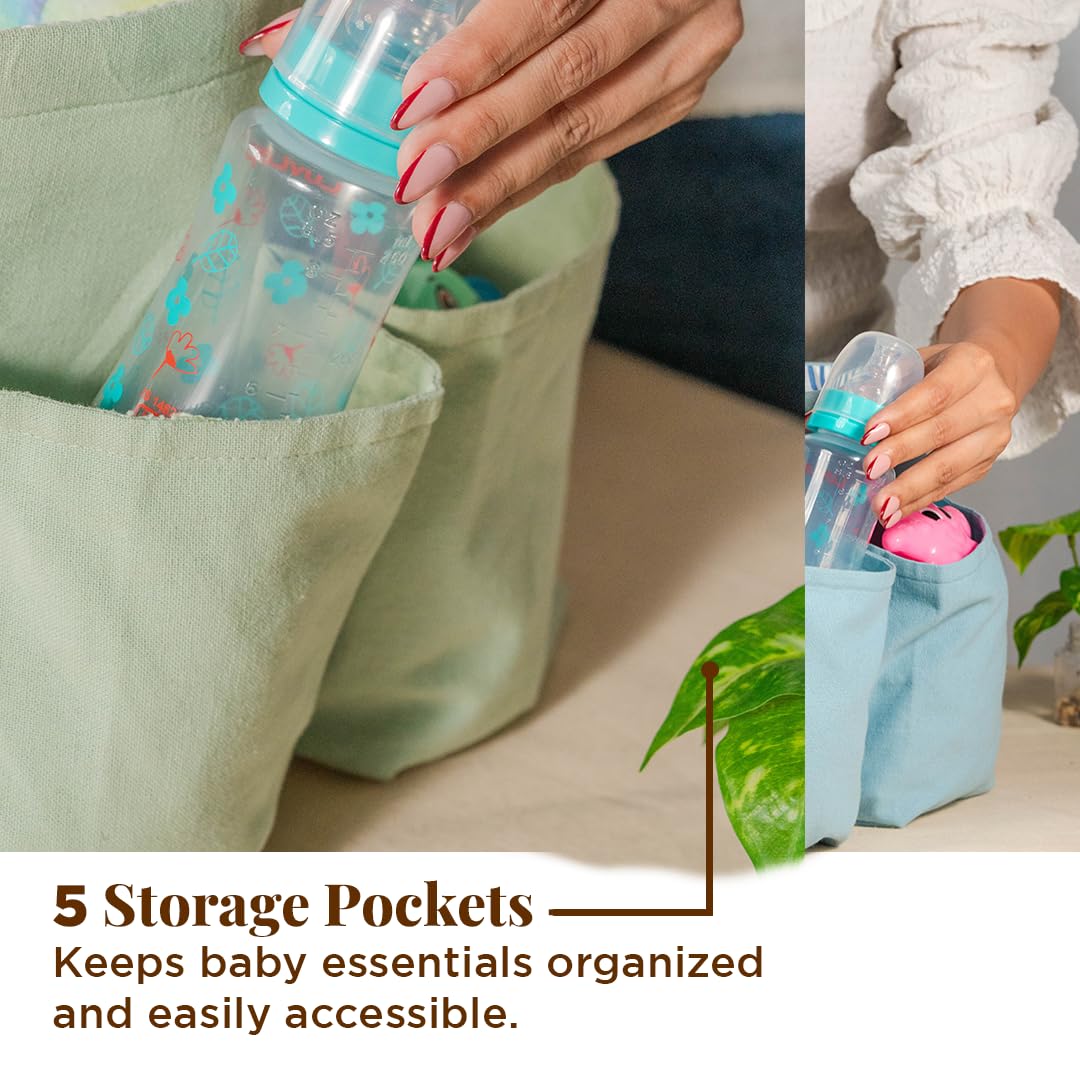 Folkulture Baby Diaper Caddy | Cotton Diaper Bag For Kids - Stylish Comfort Spacious Travel Essential Cart | Nursery Storage Bin