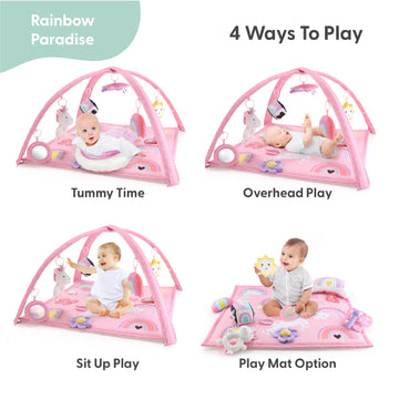Peanutshell Baby Girl Rainbow Paradise 7-In-1 Play Gym - Playmat Toys For Newborns, Infants: 0-6, 6-12 Months Tummy Time Mat Wit