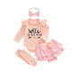 Sprifallbaby Newborn Baby Girl Clothes Hello Im New Here Romper Ruffle Shorts Tutu Skirt Set Cute Infant Coming Home Outfits (P