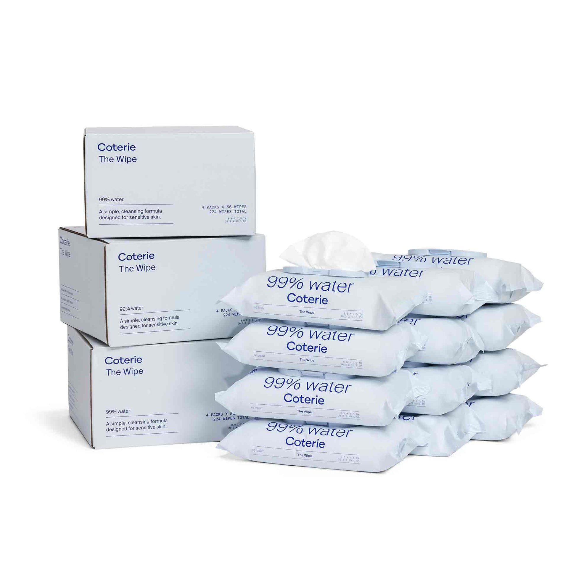 Coterie Baby Wipes, 12 Pack, 672 Count, Unscented Wipes, 99% Purified Water, Plastic-Free & Plant Derived Fibers, Fragrance Free