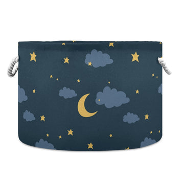 Alaza Night Sky With Moon Stars And Cloud Storage Basket Gift Baskets Large Collapsible Laundry Hamper With Handle, 20X20X14 In,