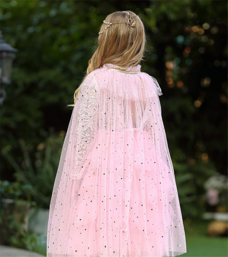 Little Girl Cape Cloak Dresses Coat Matching Princess Wedding Birthday Party Halloween Star Sequins Summer Cape Cloaks Costumes
