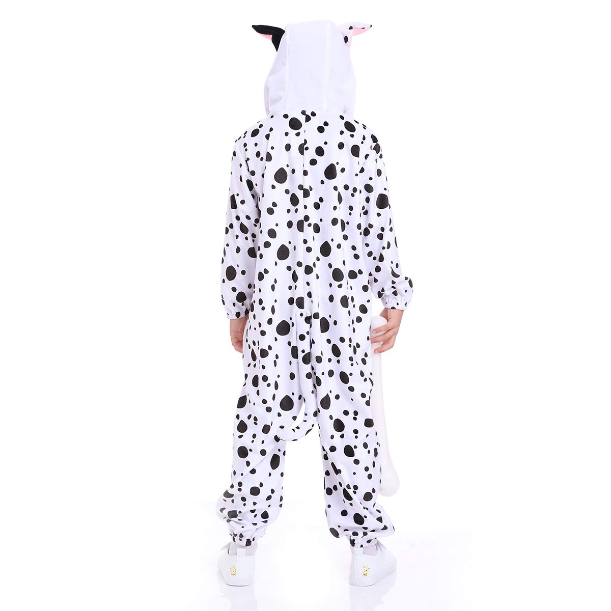 Funivals Dalmatians Costume For Kids, Spotted Dog Animal Costume, Dalmatians Pajamas, Fancy Dress, Three Size 1-Pcs, Black & Whi