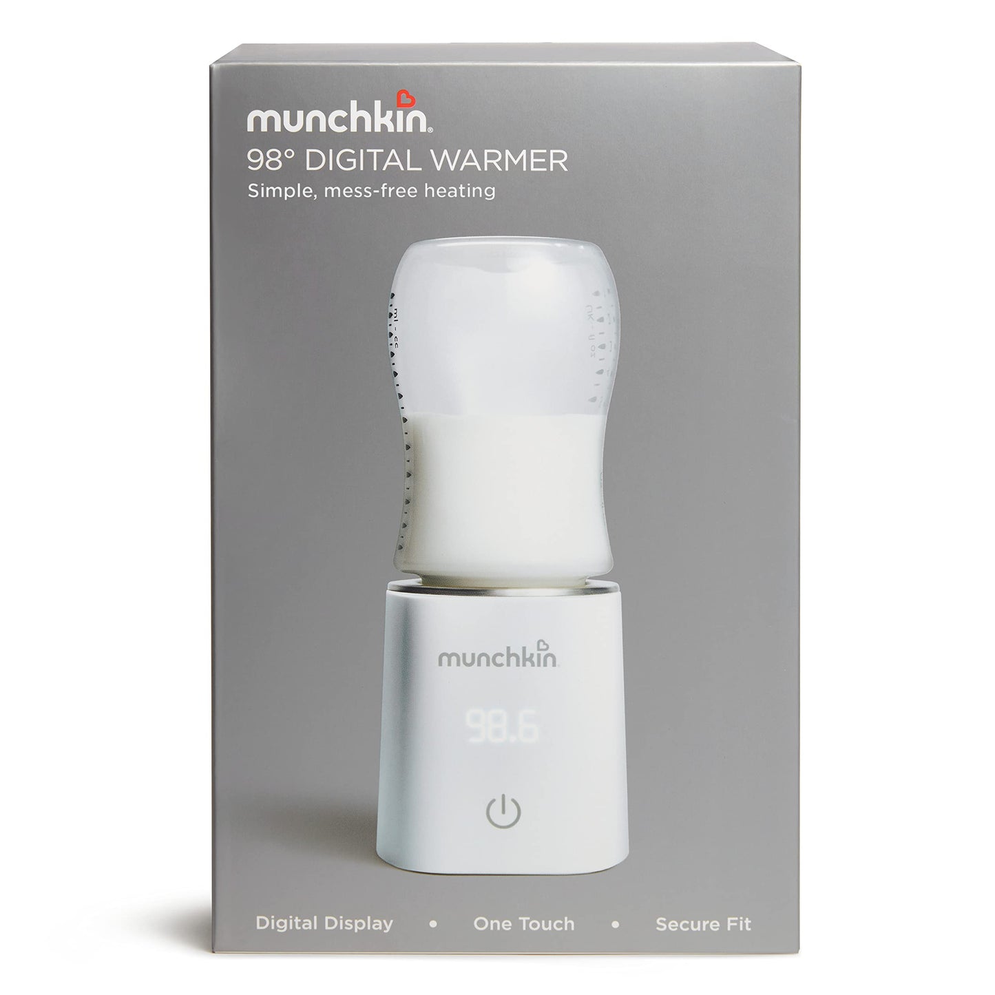 Munchkin 98 Digital Bottle Warmer (Plug-in) with Four Adapters - Fits Most Baby Bottles, White, 1 Count (Pack of 1)