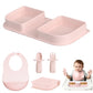 AYHIT Traval Silicone Foldable Feeding Set, On-the-Go Baby Feeding Supplies Including Toddler Plates, Silicone Baby Spoon&Fork, 