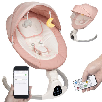 Baby Swing for Infants to Toddler Portable Babies Swing Timing Function 5 Swing Speeds Bluetooth Touch Screen Music Speaker with