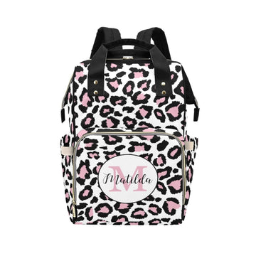 Workvalor Leopard Print Personalized Diaper Bag with Custom Name - Custom Baby Tote Backpack for Mom, Unique Gift for New Parent