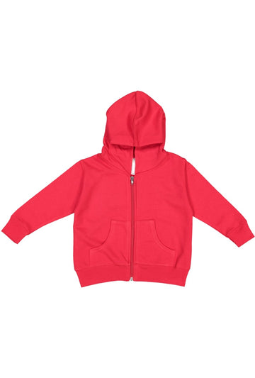 Rabbit Skins Toddler Full-Zip Fleece Hooded Sweatshirt, Red, 2T, Small
