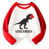 Toddler Boy Valentines Day Shirt Boys Girls Heart Dinosaur Long Sleeve Raglan Kids Shirts For Valentines Red Tops 4T