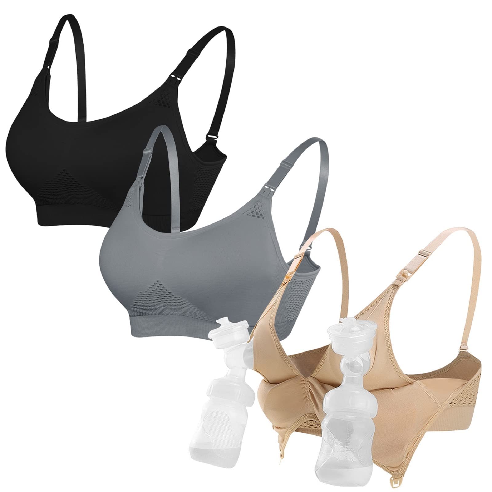 4HOW Pumping Bra Hands Free Nursing and Pumping Bra All in one