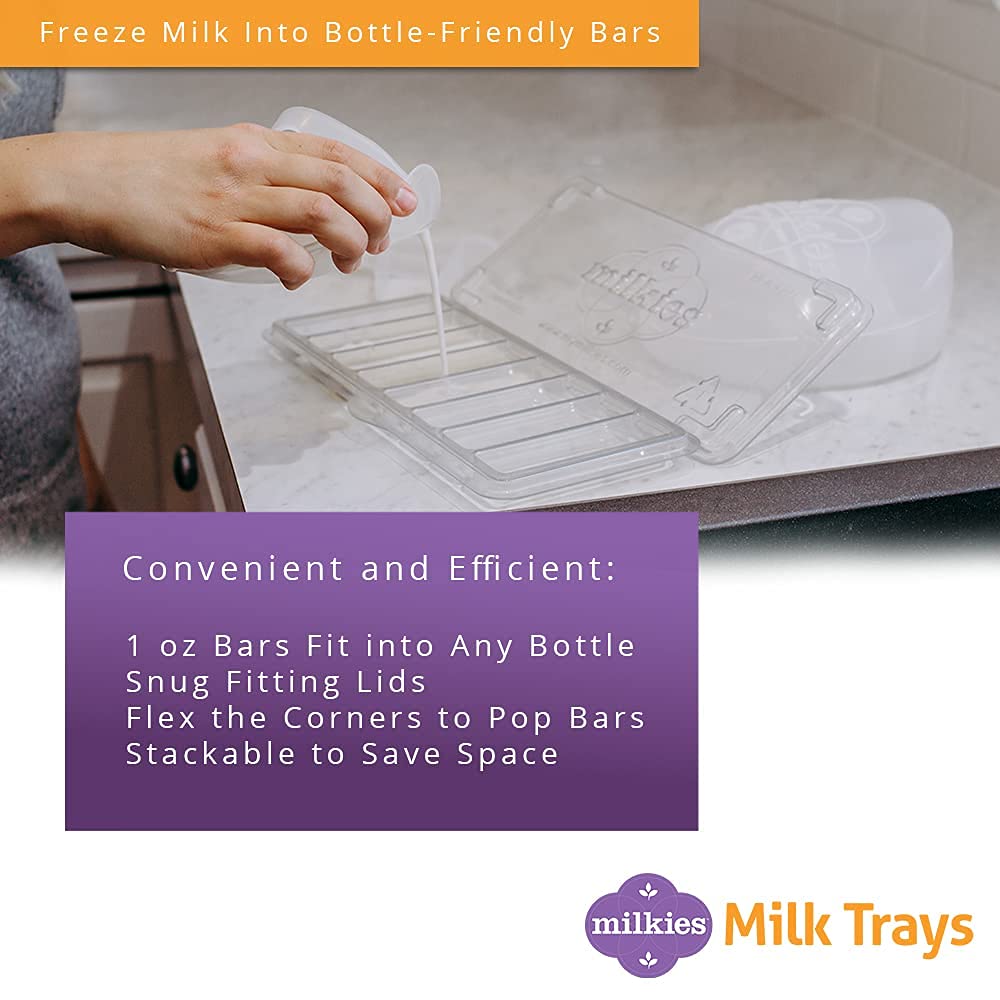 Milkies Fairhaven Health Milk Tray With Lid, Breastmilk Freezer Organization, 1 Ounce Sticks, Set Of 2, Reusable, Bpa And Silico