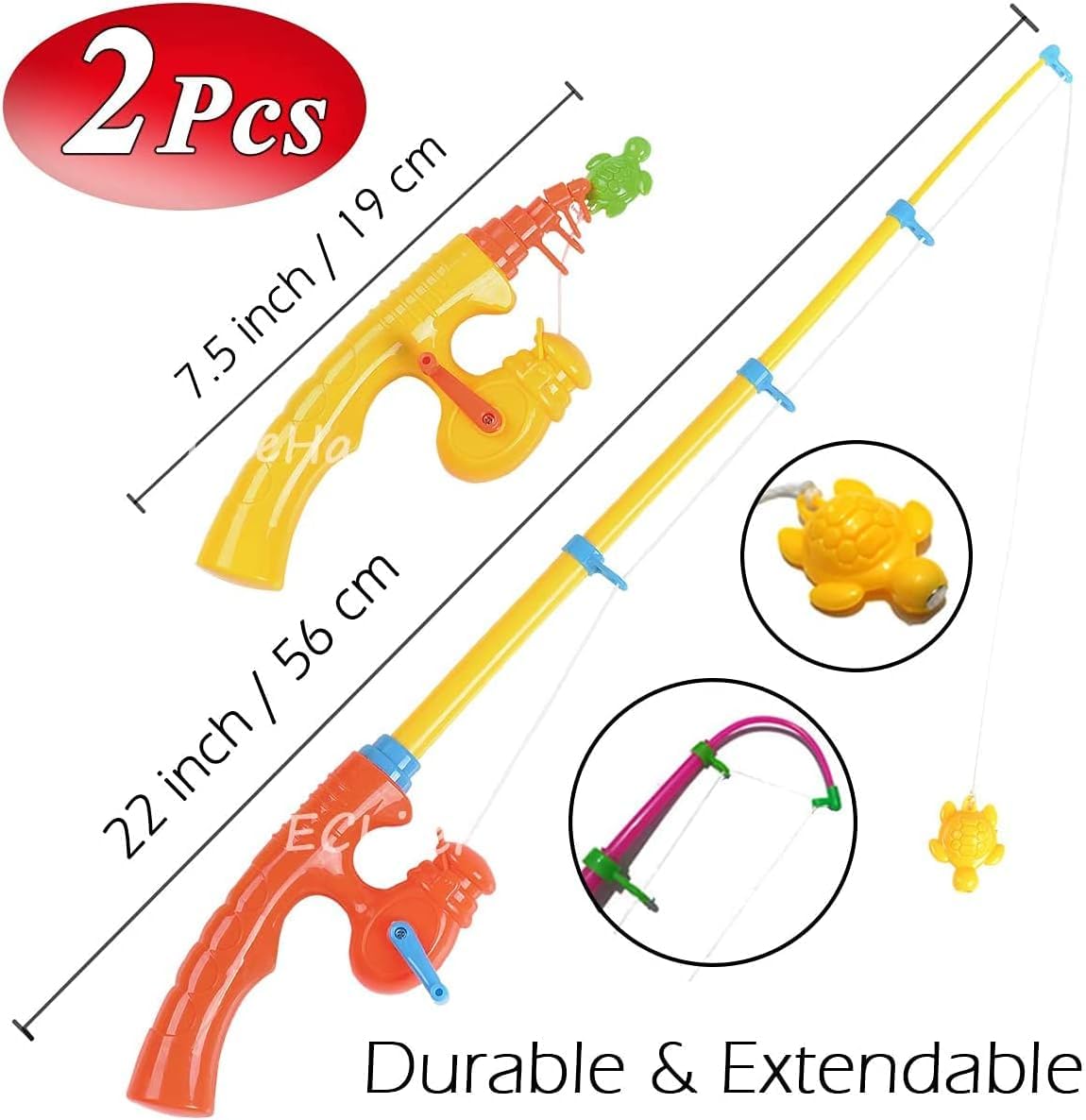 CozyBomB Magnetic Fishing Toy Pole 2 Pack for Replacement - No Fishes are Included - Bathtime Carnival Toddler Education Teachin